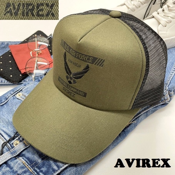 未使用品 AVIREX カーキ メッシュキャップ U.S.AIR FORCE メンズ ミリタリー カジュアル アウトドア キャンプ アビレックス アヴィレックス