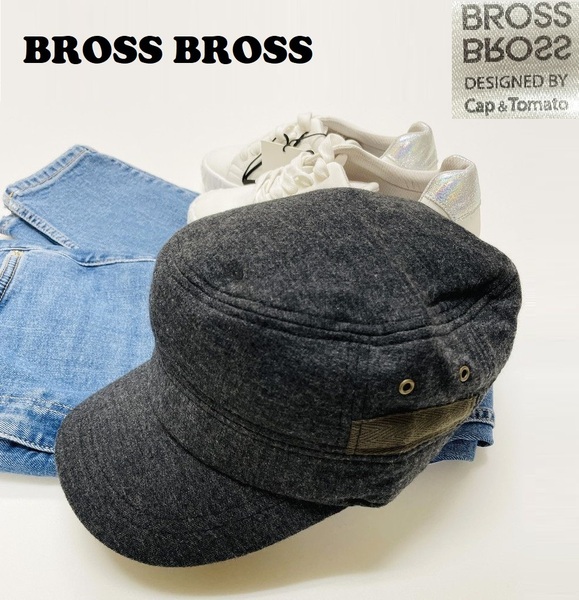 未使用品 BROSS BROSS チャコール ワークキャップ メンズ レディース アウトドア キャンプ レジャー お出かけ 大人カジュアル ゴム ブロス