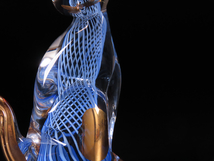 【ONE'S】 ヴェネチアガラス MURANO ムラーノ 『ブルーキャット』 極上細密造 金彩 オブジェ 高13cm 置物 西洋アンティーク 西洋美術_画像7