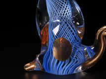 【ONE'S】 ヴェネチアガラス MURANO ムラーノ 『ブルーキャット』 極上細密造 金彩 オブジェ 高13cm 置物 西洋アンティーク 西洋美術_画像9