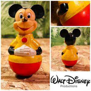 70' vintage Disney MICKEY MOUSE Roly Poly Doll◇ビンテージディズニーミッキーマウス◆起き上がり小法師◆昭和レトロ◇当時レア◆香港製