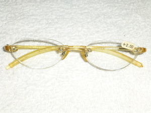 老眼鏡 +2.00 フチ無し → 視界範囲大 超軽量 かけても雰囲気が変わりにくい メガネが似合わない方にも最適 スマートな 丸メガネ FG3016