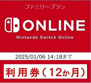 2025年1月6日まで Nintendo Switch online ファミリープラン枠②　任天堂　オンライン　12ヵ月