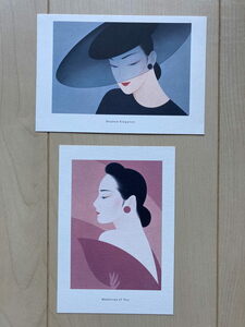鶴田一郎　ノエビア化粧品イラストポストカード2枚セット