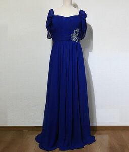 cbdr205 unused long dress royal blue size :16 America size tag attaching short sleeves biju- Live party Mai pcs costume 