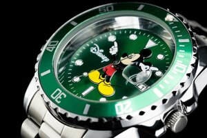 1円～ 1スタ aiko愛用アナザーヘブン×Disney限定/MICKEYミッキーマウス別注コラボ時計/ミッキーGREEN SUBグリーンサブ/5気圧新品