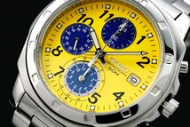 1円～ 1スタ セイコー 正規品 海外モデル SEIKO イエロー ブルー 逆輸入 100m防水 クロノグラフ 新品 腕時計 50ｍ防水メンズ激レア入手困難_画像6