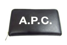 A.P.C. アーペーセー ロゴ ラウンドファスナー ロングウォレット 財布 中古品 ◆14149_画像1