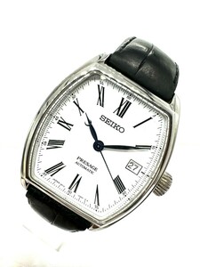 良品 SEIKO セイコー プレサージュ SARX051 6R15-03T0 自動巻 23石 裏スケ 琺瑯白文字盤 ローマン デイト 