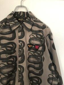 HYSTERIC GLAMOUR Snake Loop shirts カーキ　　ヒステリックグラマー　スネークループ　ワークシャツ　初期　ウミヘビ　蛇柄　パイソン柄