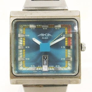 17 82-586689-18 [Y] SEIKO セイコー ALBA アルバ AKA V782-5A90 スクエア メンズ クオーツ 腕時計 鹿82 