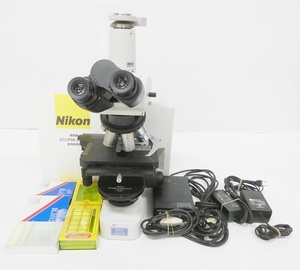 02 65-586789-19 [Y] Nikon ニコン Eclipse エクリプス E600 研究用顕微鏡 接眼レンズ 説明書 付属品多数付き 旭65