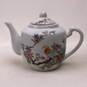 中国美術 煎茶道具 急須 粉彩 茶道具 時代物 中国茶器 粉彩花鳥紋茶壺 玩玉款 