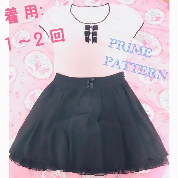 ★ PRIME PATTERN リボン シフォン フレア スカート 黒