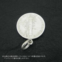 ペンダントトップ シルバー925 マーキュリーダイム10セント硬貨ペンダント 表面:女神 裏面:ファスケス 1916年～1945年 ヘッドのみ_画像2