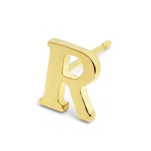 【バラ売り/1個】 ピアス 18金 イエローゴールド R イニシャルのピアス アルファベット 文字｜K18YG 18k レディース メンズ