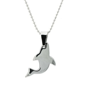  pendant top tang stain same. Silhouette plate type chain attached Shark marine motif l accessory lady's men's 