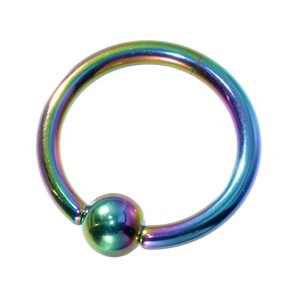 [ loose sale /1 piece ] body pierce titanium cap tib beads ring standard body earrings 16 gauge inside diameter 8.0mm ball 3.0mm rainbow color 