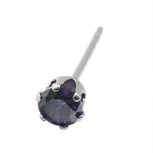 【バラ売り/1個】 ピアス サージカルステンレス キュービックジルコニアのスタンダードなピアス 石：4.0mm 紫