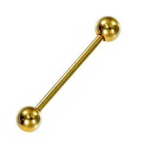 [ loose sale /1 piece ] body pierce titanium strut barbell standard body earrings 14 gauge inside diameter 20.0mm ball 5.0mm gold color 