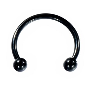 [ loose sale /1 piece ] body pierce titanium circular barbell standard body earrings 16 gauge inside diameter 12.0mm ball 3.0mm black 