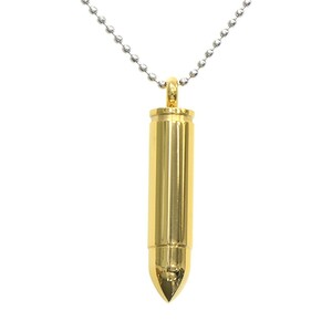  pendant top surgical stainless steel . round. screw type Rocket pendant gold color chain attached cannonball type pill case 