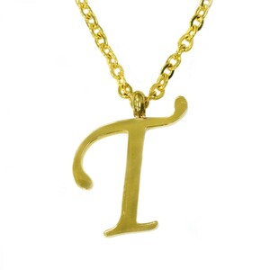 ペンダントトップ サージカルステンレス T イニシャルのペンダント 金色 チェーン付属 アルファベット 文字