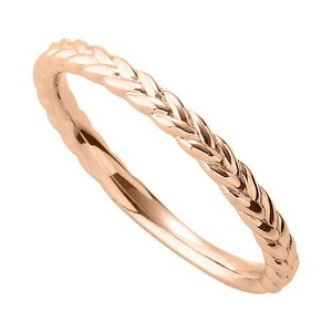指輪 18金 ピンクゴールド 編み込み模様のデザインリング 幅2.0mm