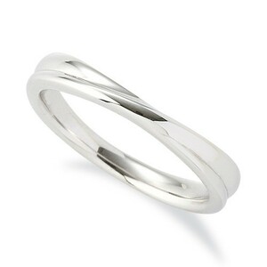 指輪 18金 ホワイトゴールド シンプルモダンなウェーブリング 幅3.4mm