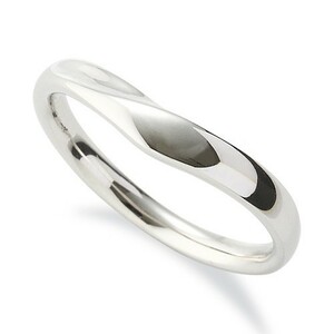指輪 18金 ホワイトゴールド シンプルモダンなV字リング 幅3.4mm