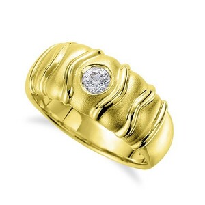 指輪 18金 イエローゴールド 天然石 一粒リング 主石の直径約3.8mm ソリティア