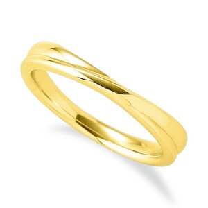指輪 18金 イエローゴールド シンプルモダンなウェーブリング 幅3.4mm
