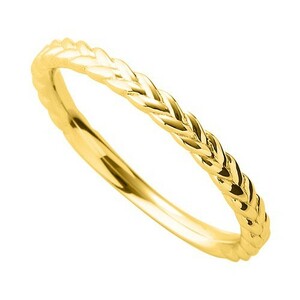 指輪 18金 イエローゴールド 編み込み模様のデザインリング 幅2.3mm