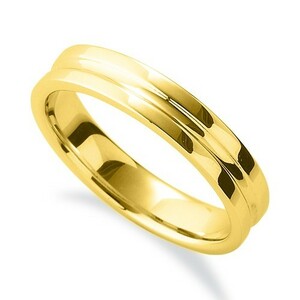 指輪 18金 イエローゴールド シンプルで上品なツーラインリング 幅4.1mm