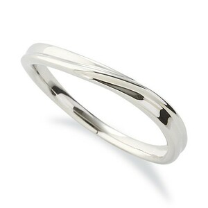 指輪 18金 ホワイトゴールド シンプルモダンなウェーブリング 幅2.5mm