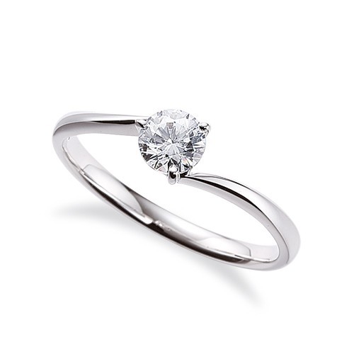 指輪 PT900 プラチナ 天然石 一粒リング 主石の直径約4.4mm ソリティア ウェーブ 三本爪留め