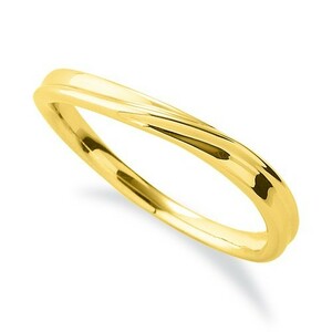 指輪 18金 イエローゴールド シンプルモダンなウェーブリング 幅2.5mm
