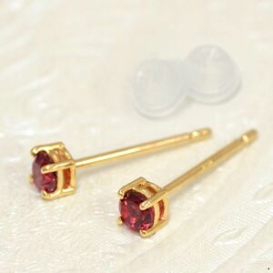 【バラ売り/1個】 ピアス 18金 イエローゴールド 天然石 ルビーのスタッドピアス 直径3.5mm｜K18YG 18k パワーストーン レディース メンズ