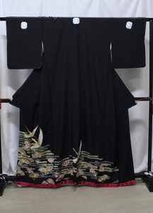 きもの日和◆1,000円~[仕立て上がり]正絹黒留袖(比翼仕立て/紋なし)aak655[P]