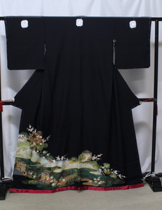 きもの日和◆1,000円~[仕立て上がり]正絹黒留袖(比翼仕立て/紋なし)aak656[P]
