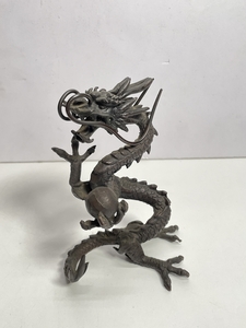 ● コレクター必見 金属工芸 龍 リュウ ドラゴン 銅製 置物 オブジェ 工芸品 飾り インテリア コレクション tk940