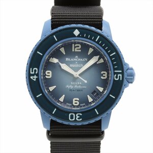 ■ 1円 ～ 正規 美品 参定60,500円■ ブランパン × スウォッチ BLANCPAIN × swatch アトランティック ■ 青 大西洋 フィフティファゾムス