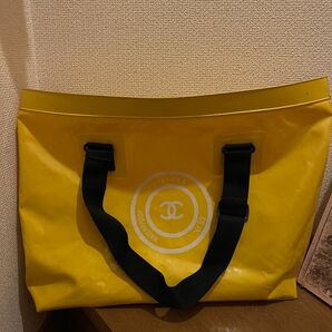 CHANEL PVC シャネル ETANCHE ビニール トートバッグ 防水 イエロー ウォータープルーフ ココマーク 大容量