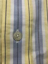 美品 Brooks Brothers ブルックスブラザーズ 胸ロゴ ストライプ柄 白黄色水色 NON IRON オックスフォード 長袖シャツ サイズL メンズ_画像3