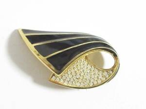 Christian Dior Christian Dior brooch Vintage rhinestone Gold color irmri yu104