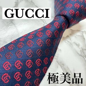 極美品 現行タグ レア GUCCI ネクタイ シルク100% GG柄 マーモントG 蜂 ソーホー ナロータイ ブランドロゴ 刺繍 