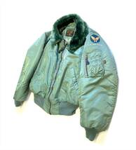 TE5923◎USA製 ALPHA INDUSTRIES アルファ VINTAGE B-15D 復刻モデル メンズLARGE フライトジャケット ジップブルゾン MIL-J-62518(MOD)_画像3