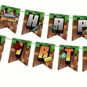 マイクラ　マインクラフト　ガーランド　お誕生日パーティー　バーナー　お誕生日