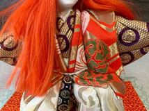 1円 美品 鏡獅子 日本人形 銘あり 在銘 在名 伝統工芸 歌舞伎 人形高さ約25cm 土台サイズ24x33cm 良品 売り切り_画像4