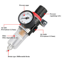 エアーレギュレーター 圧力 調整 水分 分離 除去 エアツール 工具 コンプレッサー フィルター サビ防止 オイル ゲージ カプラ シングル_画像2
